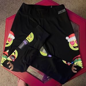 Girls Christmas emoji leggings Justice size 20